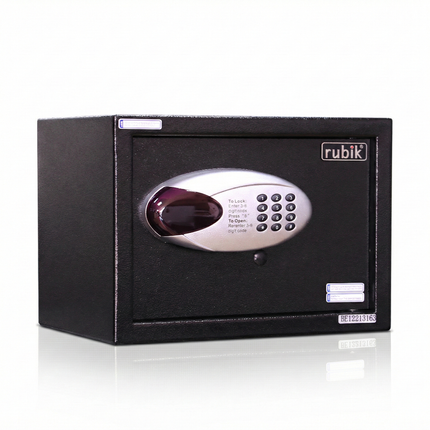 Rubik Hotel Safe Box with Digital Motorized Lock & Keys, RBH25E (25x35x25cm) Black