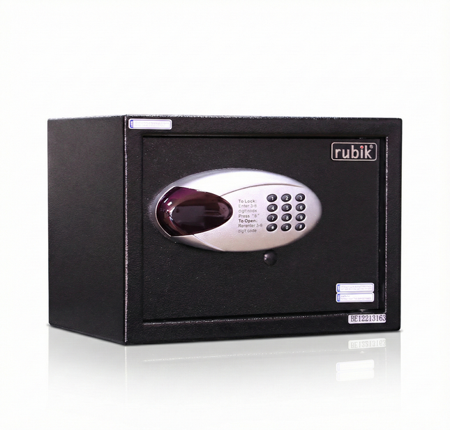 Rubik Hotel Safe Box with Digital Motorized Lock & Keys, RBH25E (25x35x25cm) Black