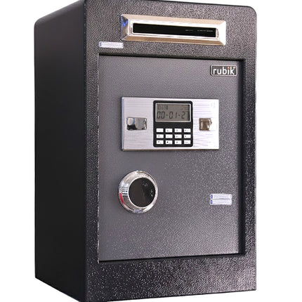 Rubik Drop Slot Safe for Cash Deposit, With Digital and Key Lock, Office Shop Use RB60DF-T (60x38x33cm) Black/Grey