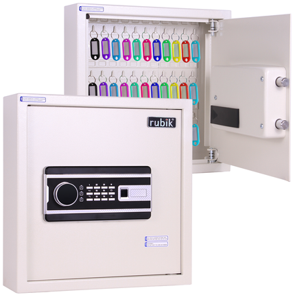 Rubik Digital Key Cabinet (18-Keys Capacity) Electronic Key Storage Wall Safe Lock Box Wall-Mounted RBS18EW White