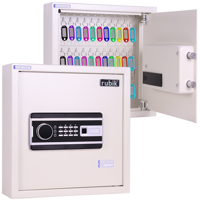 Rubik Digital Key Cabinet (18-Keys Capacity) Electronic Key Storage Wall Safe Lock Box Wall-Mounted RBS18EW White