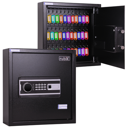 Rubik Digital Key Cabinet (36-Keys Capacity) Electronic Key Storage Wall Safe Lock Box Wall-Mounted RBS34EW Black