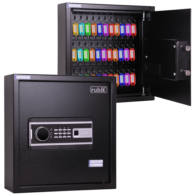 Rubik Digital Key Cabinet (36-Keys Capacity) Electronic Key Storage Wall Safe Lock Box Wall-Mounted RBS34EW Black