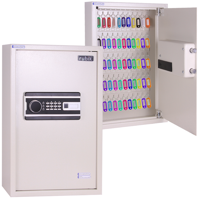 Rubik Digital Key Cabinet (60-Keys Capacity) Electronic Key Storage Wall Safe Lock Box Wall-Mounted RBS60EW White