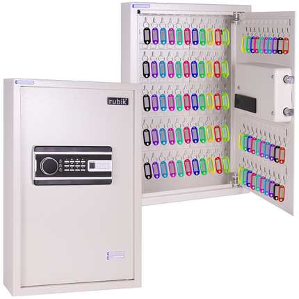 Rubik Digital Key Cabinet (100-Keys Capacity) Electronic Key Storage Wall Safe Lock Box Wall-Mounted RBS100EW Black