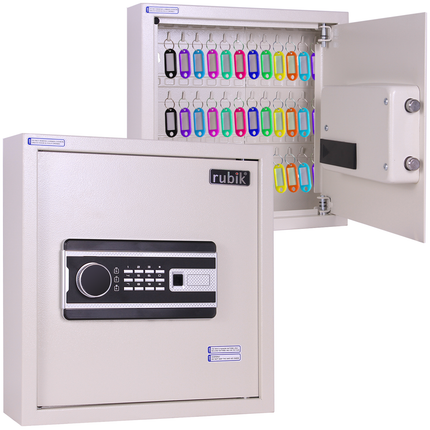 Rubik Digital Key Cabinet (42-Keys Capacity) Electronic Key Storage Wall Safe Lock Box Wall-Mounted RBS42EW White