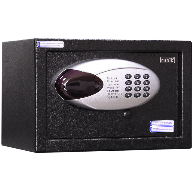 Rubik Hotel Safe Box with Digital Motorized Lock & Keys, RBH20E (20x31x20cm) Black