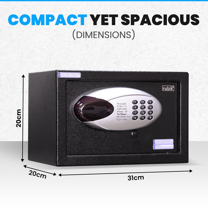 Rubik Hotel Safe Box with Digital Motorized Lock & Keys, RBH20E (20x31x20cm) White