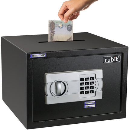 Rubik Medium Digital Safe Box with Keys and Cash Deposit Slot, RB25EG-T (25x35x25cm)