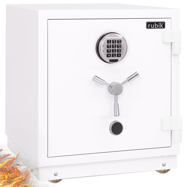 Rubik Digital Fireproof Safe Box 120kg, Dual Lock (Key + PIN Code), 2-Hour Fire Rated Security Locker (60x55x50 cm) RBAS60