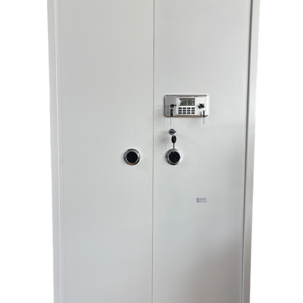 Rubik 1.8m Tall Double Door Digital Safe Box Cabinet with Dual Key Lock (180x100x55cm) White