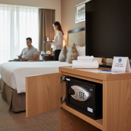 Rubik Hotel Safe Box with Digital Motorized Lock & Keys, RBH20E (20x31x20cm) White