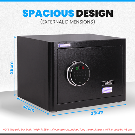 Rubik Biometric Fingerprint Safe Box RB25AG (25x35x28cm) Black