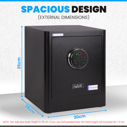 Rubik Biometric Fingerprint Safe Box RB35AG (35x30x28cm) Black