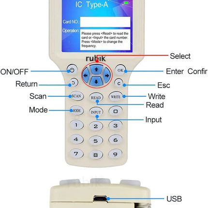 Rubik RFID Card Reader Writer Copier Duplicator (ID-125Khz Bundle)