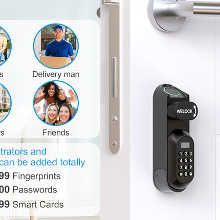 WELOCK Smart Lock U81 Electronic Door Lock Cylinder with Fingerprint Password App RFID Card Spare Mechanical Key
