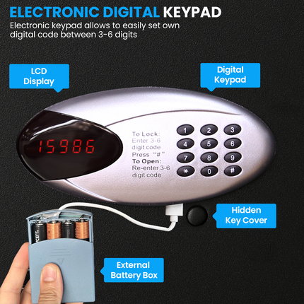 Rubik Hotel Safe Box with Digital Motorized Lock & Keys, RBH20E (20x31x20cm) White