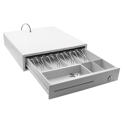 Rubik Cash Drawer Register, 4 Cash Bills and 3 Coins Compartment, RB-335D White