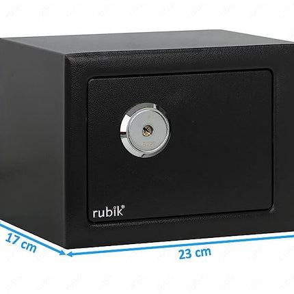 Rubik Mini Safe Box with Key Only Lock (17x23x17cm) Black