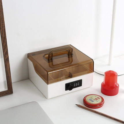 Glosen Multipurpose Five Grid Stamp Storage Box with Combination Lock Box and Transparent Lid B8056 (Red)