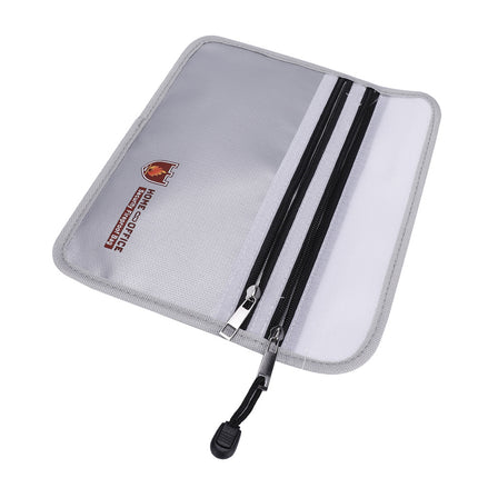 Fireproof Safety Bag for Power Banks and Lithium Batteries 27x17.5cm - Dual Zipper Pouch