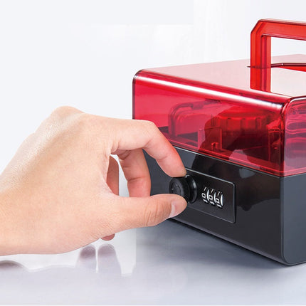 Glosen Multipurpose Five Grid Stamp Storage Box with Combination Lock Box and Transparent Lid B8056 (Red)