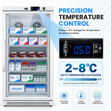 Medical Refrigerator 216L - Vaccine & Pharmaceutical Fridge Digital Control / Alarm / Thermometer, JGA-BC228