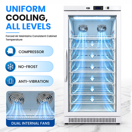 Medical Refrigerator 216L - Vaccine & Pharmaceutical Fridge Digital Control / Alarm / Thermometer, JGA-BC228