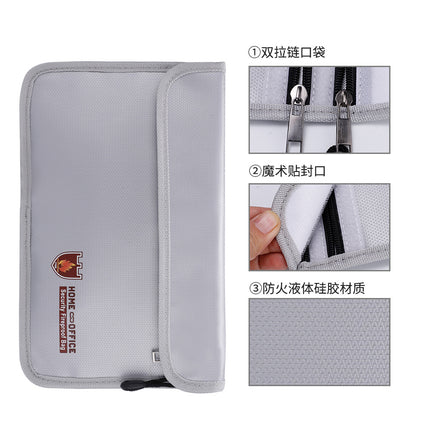 Fireproof Safety Bag for Power Banks and Lithium Batteries 27x17.5cm - Dual Zipper Pouch
