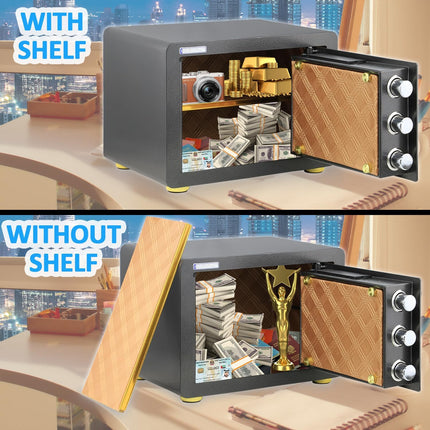 Rubik Medium Fingerprint Safe Box with Digital & Key Lock, RBD125 (25x35x25cm)