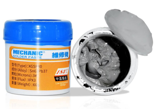 Mechanic XGSP80 Soldering Paste 60g, Sn63 Pb37, 3# Microns IPX3 Suitable for PCB, Mobile Phone Repair, Chip Planting and BGA Welding