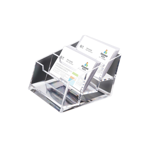 Clear Acrylic Business Card Holder, Three Compartment, 180 Cards Capacity for Trade Shows Exhibitions Conference C2153