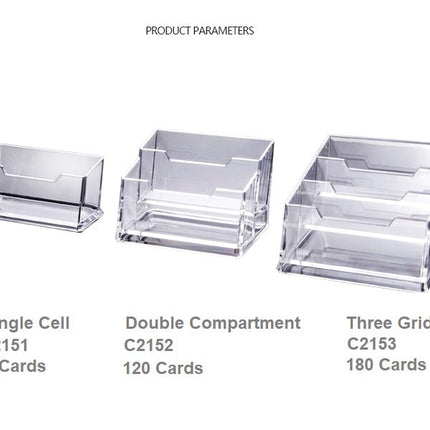 Clear Acrylic Business Card Holder, Double Compartment, 120 Cards Capacity for Trade Shows Exhibitions Conference C2152