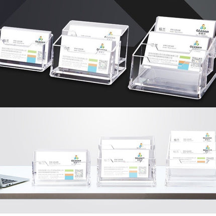 Clear Acrylic Business Card Holder, Double Compartment, 120 Cards Capacity for Trade Shows Exhibitions Conference C2152