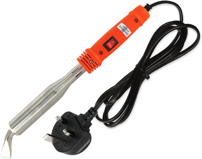 200W Electric Soldering Iron with Iron Clad and On/Off Switch, Bent Chisel Tip