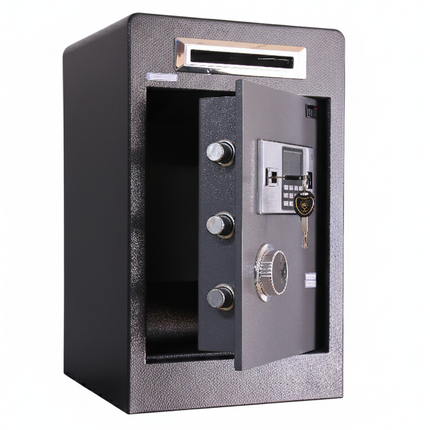 Rubik Drop Slot Safe for Cash Deposit, With Digital and Key Lock, Office Shop Use RB60DF-T (60x38x33cm) Black/Grey