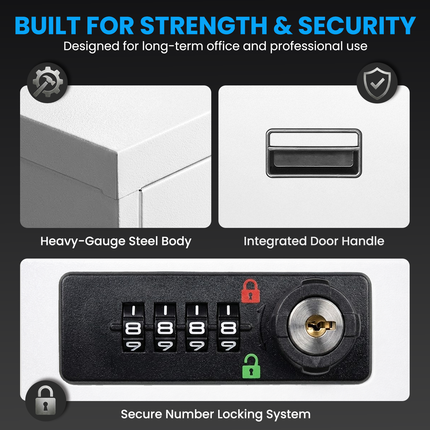 3 Drawer Vertical Steel Filing Hanger Cabinet with 4-Digit Combination Lock for A4 and FC Hanging Files