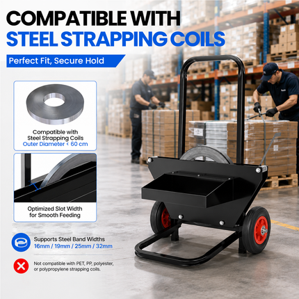 Rubik Steel Strapping Dispenser Trolley Hand Cart For 16/19/25/32mm Metal Bands