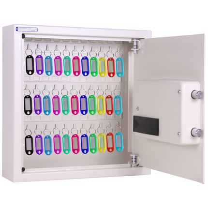 Rubik Digital Key Cabinet (36-Keys Capacity) Electronic Key Storage Wall Safe Lock Box Wall-Mounted RBS34EW White