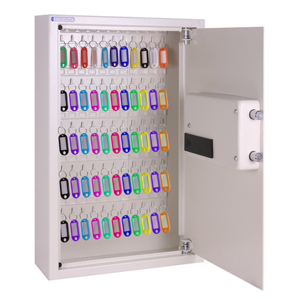 Rubik Digital Key Cabinet (60-Keys Capacity) Electronic Key Storage Wall Safe Lock Box Wall-Mounted RBS60EW White