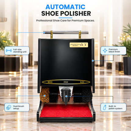 Automatic Electric Shoe Polisher Machine with Infrared Sensor, Dual Brushes & Liquid Polish Dispenser – 100W