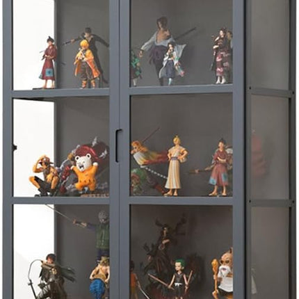 Rubik Display Cabinet with Acrylic Window Doors (Grey), Organize and Showcase Your Treasures in Style