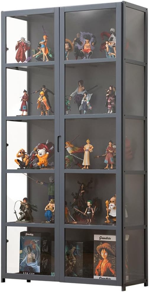 Rubik Display Cabinet with Acrylic Window Doors (Grey), Organize and Showcase Your Treasures in Style