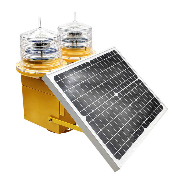 Type B Medium Intensity Solar Aviation Obstruction Light Dual Lamp, Red Flashing 2,000 Candela