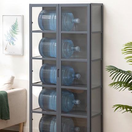 Rubik Display Cabinet with Acrylic Window Doors (Grey), Organize and Showcase Your Treasures in Style