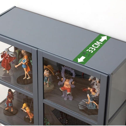 Rubik Display Cabinet with Acrylic Window Doors (Grey), Organize and Showcase Your Treasures in Style