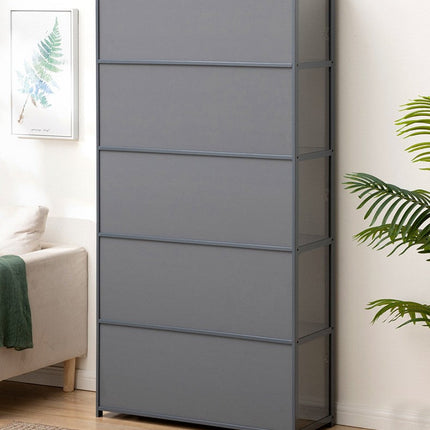 Rubik Display Cabinet with Acrylic Window Doors (Grey), Organize and Showcase Your Treasures in Style