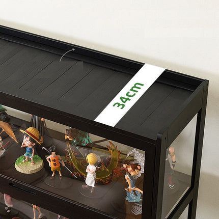 Rubik Display Showcase Cabinet, All Sides Transparent Acrylic, Pull-up Window Doors (Black), Organize and Showcase Your Treasures in Style