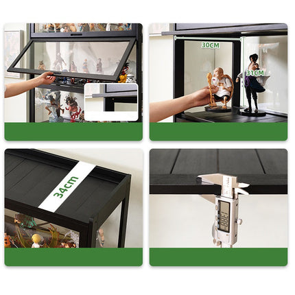 Rubik Display Showcase Cabinet, All Sides Transparent Acrylic, Pull-up Window Doors (Black), Organize and Showcase Your Treasures in Style