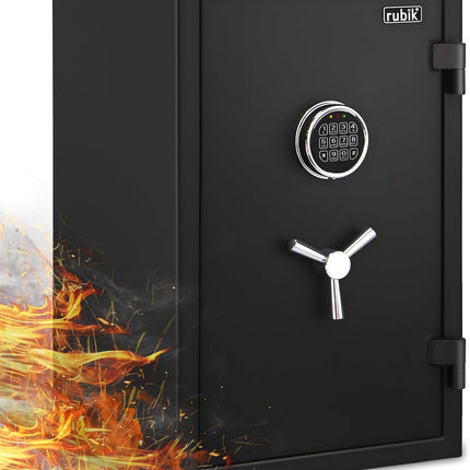 Rubik Fireproof Safe Box RBFP66, Electronic Digital Lock with Emergency Keys (66x43x35cm) Black